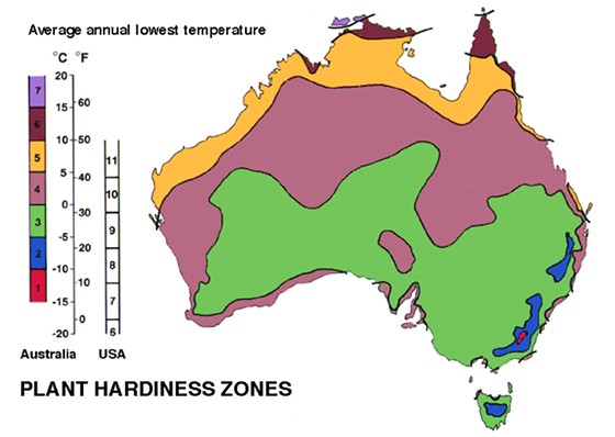 1991 Plant Hardiness Zones in Australia