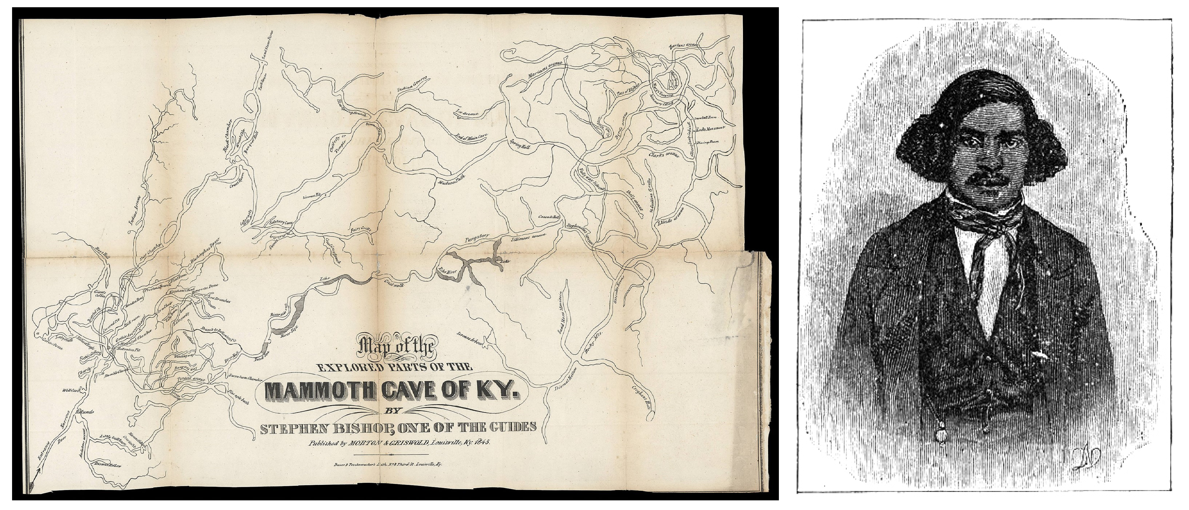 This map of Kentucky's Mammoth Cave was drawn from memory in 1842 by Stephen Bishop