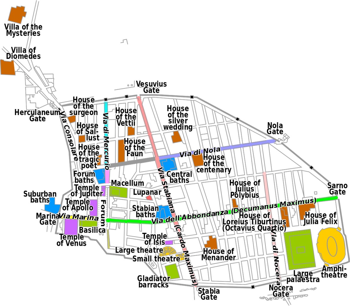 A street map of ancient Pompeii