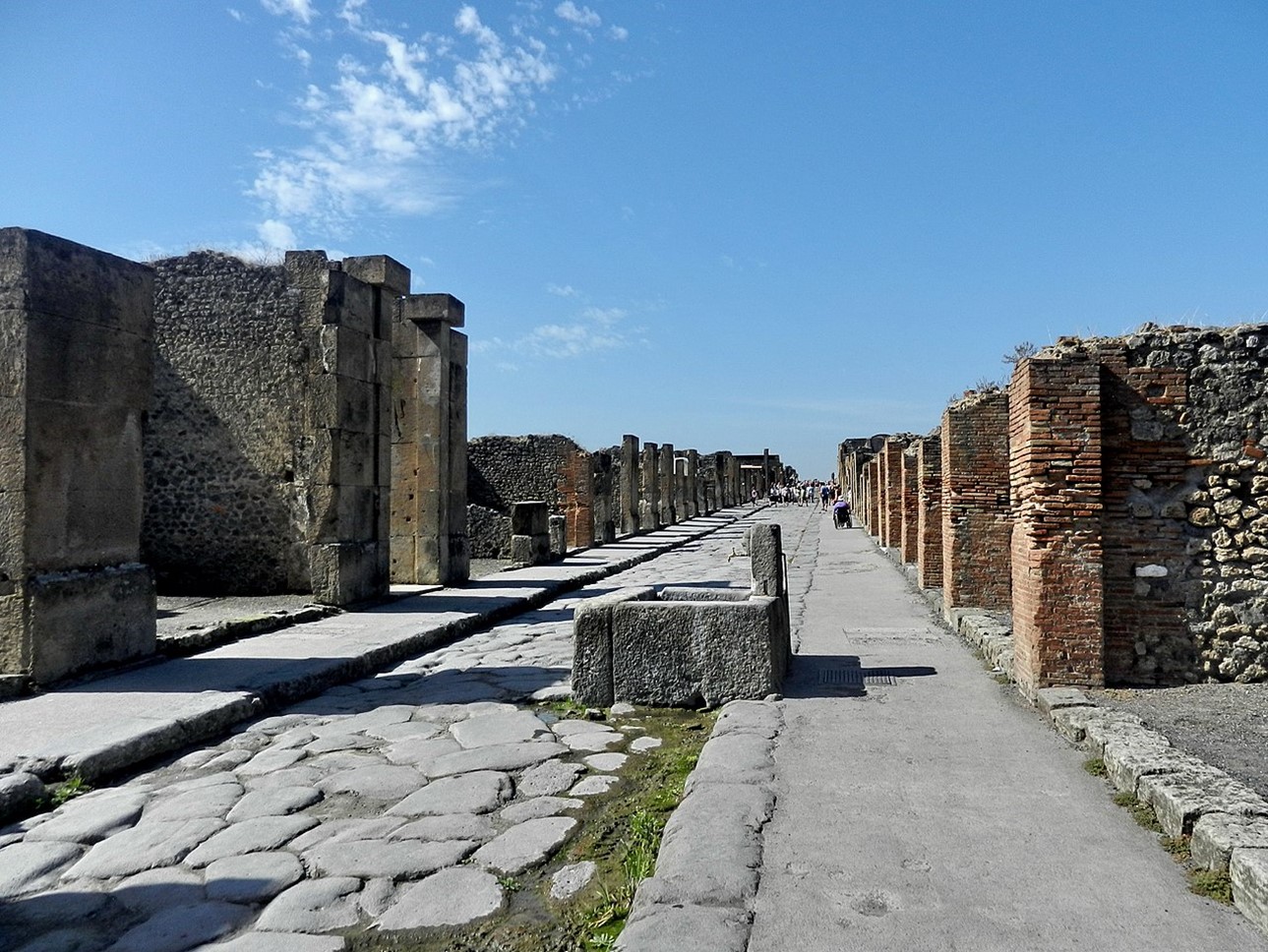 Via dell'Abbondanza, an excavated grand avenue of Pompeii.