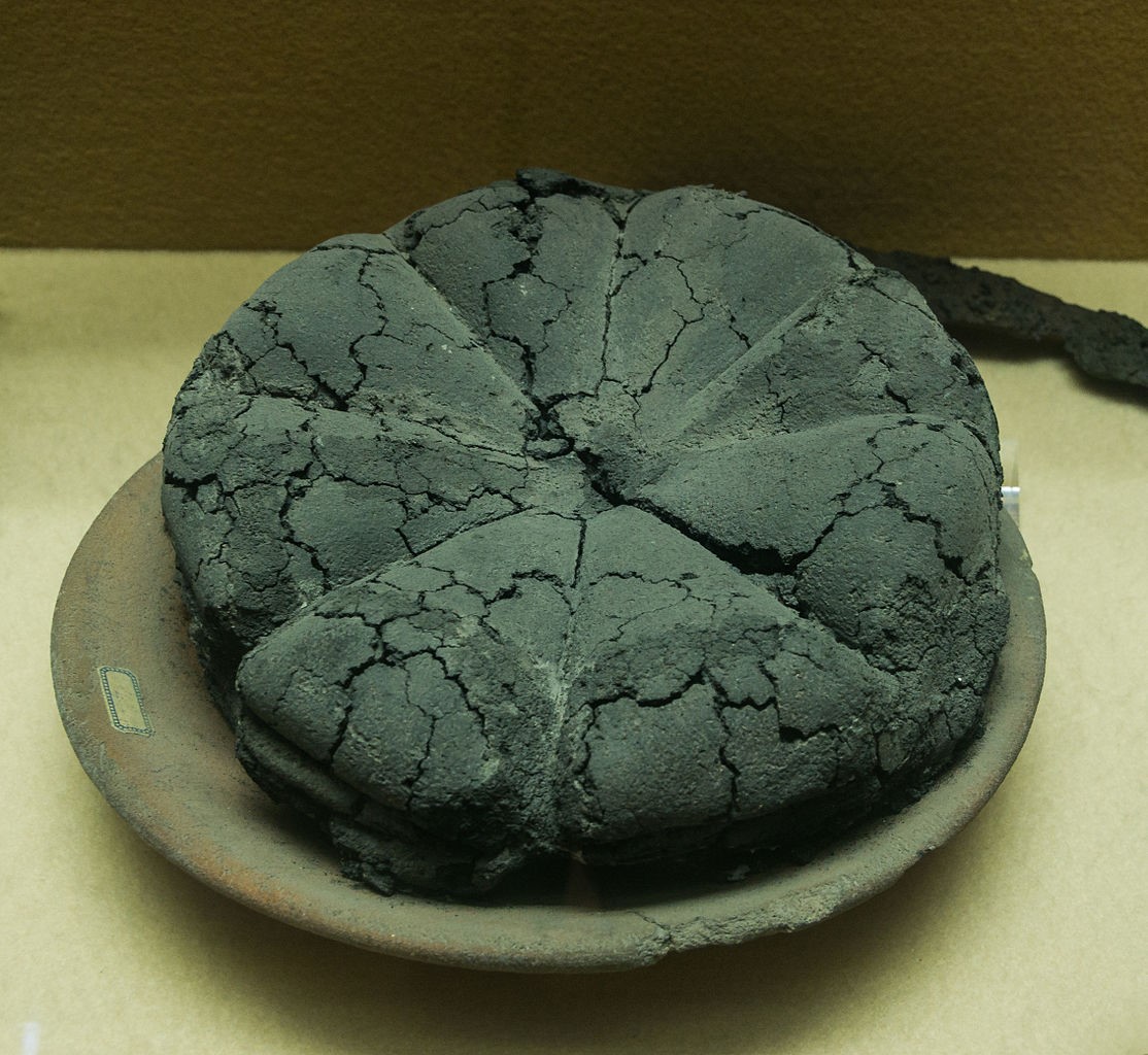 A carbonized loaf of bread, baked in Pompeii in AD 79.