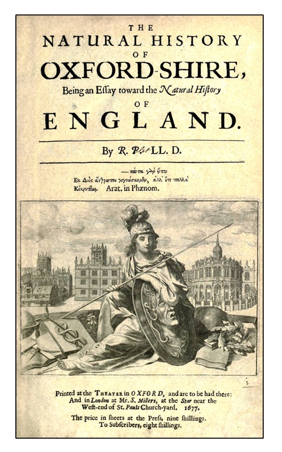 Cover of Robert Plot’s Natural History of Oxford-shire, 1677.