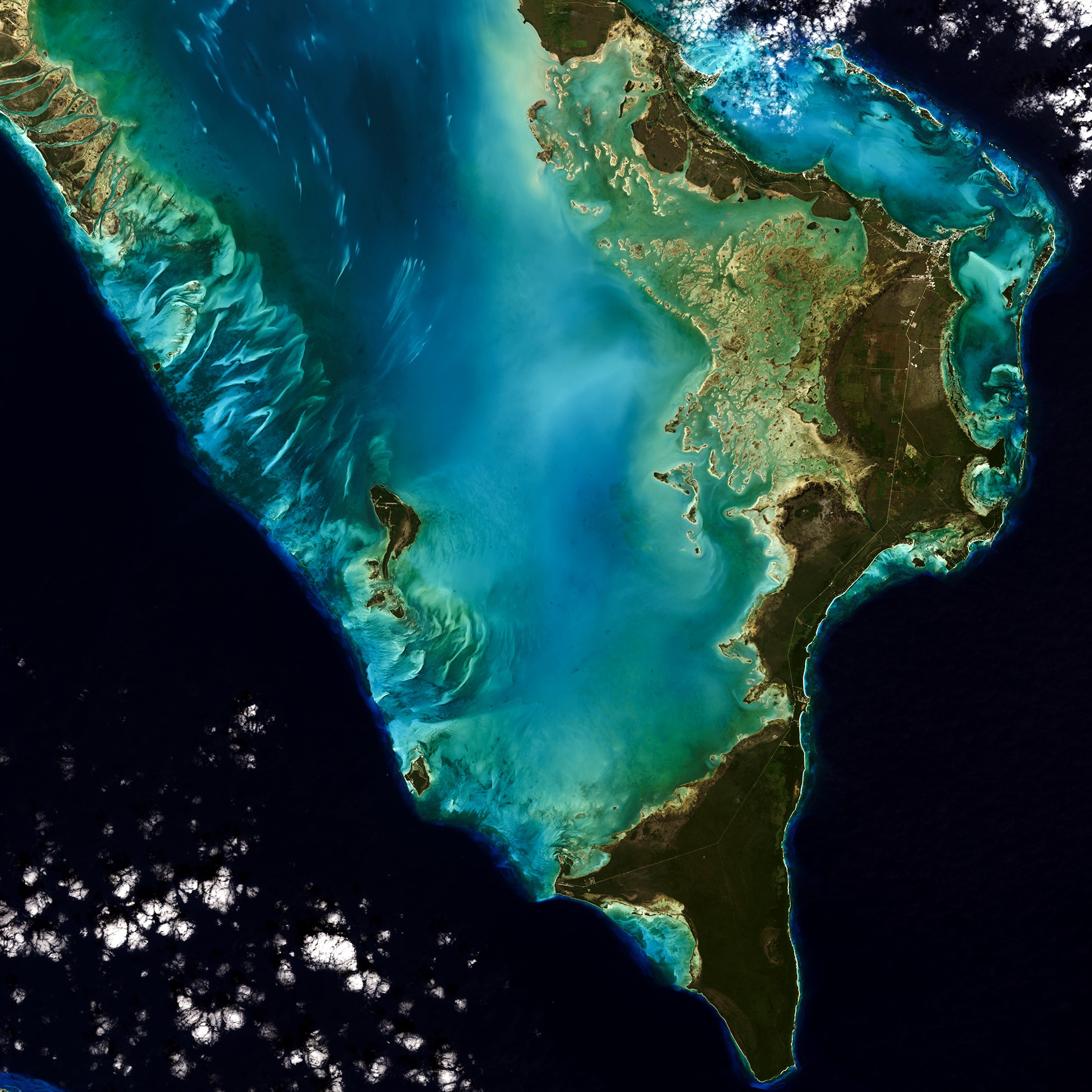 This natural-color digital image of Abaco Islands, the Bahamas, as seen by Landsat 9 on January 18, 2022.