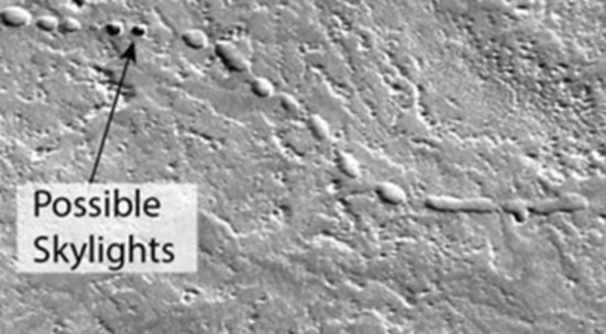 An image from the Mars Reconnaissance Orbiter shows a possible lava tube on Mars.