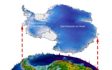 The landscape of Antarctica as it would appear if the ice were lifted away